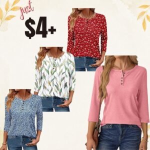 3/4 Sleeve Women's Tunic Tops