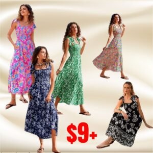 Womens Floral Printed Boho Maxi Dress