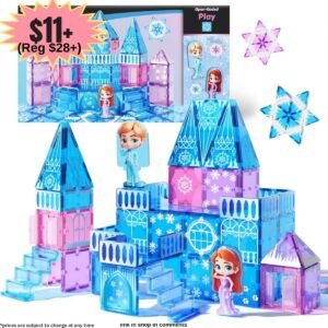 Magnetic Building Blocks Princess Castle with 2 Dolls & Stairs