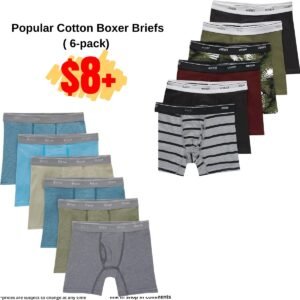 Popular brand Cotton Boxer Briefs ( 6-pack)
