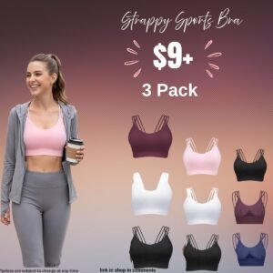 3 Pack, Strappy Sports Bra