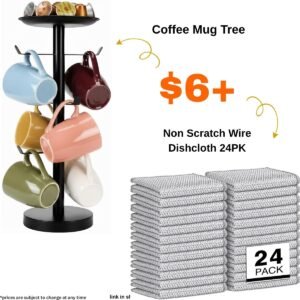 Coffee Mug Tree | Non Scratch Wire Dishcloth (24PK)