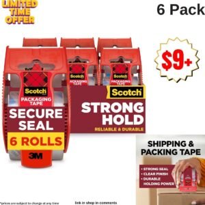 6 Pack Packing Tape Rolls with Dispensers