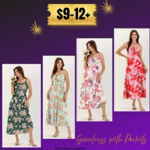 Floral Flowy A Line Midi Sundress with Pockets