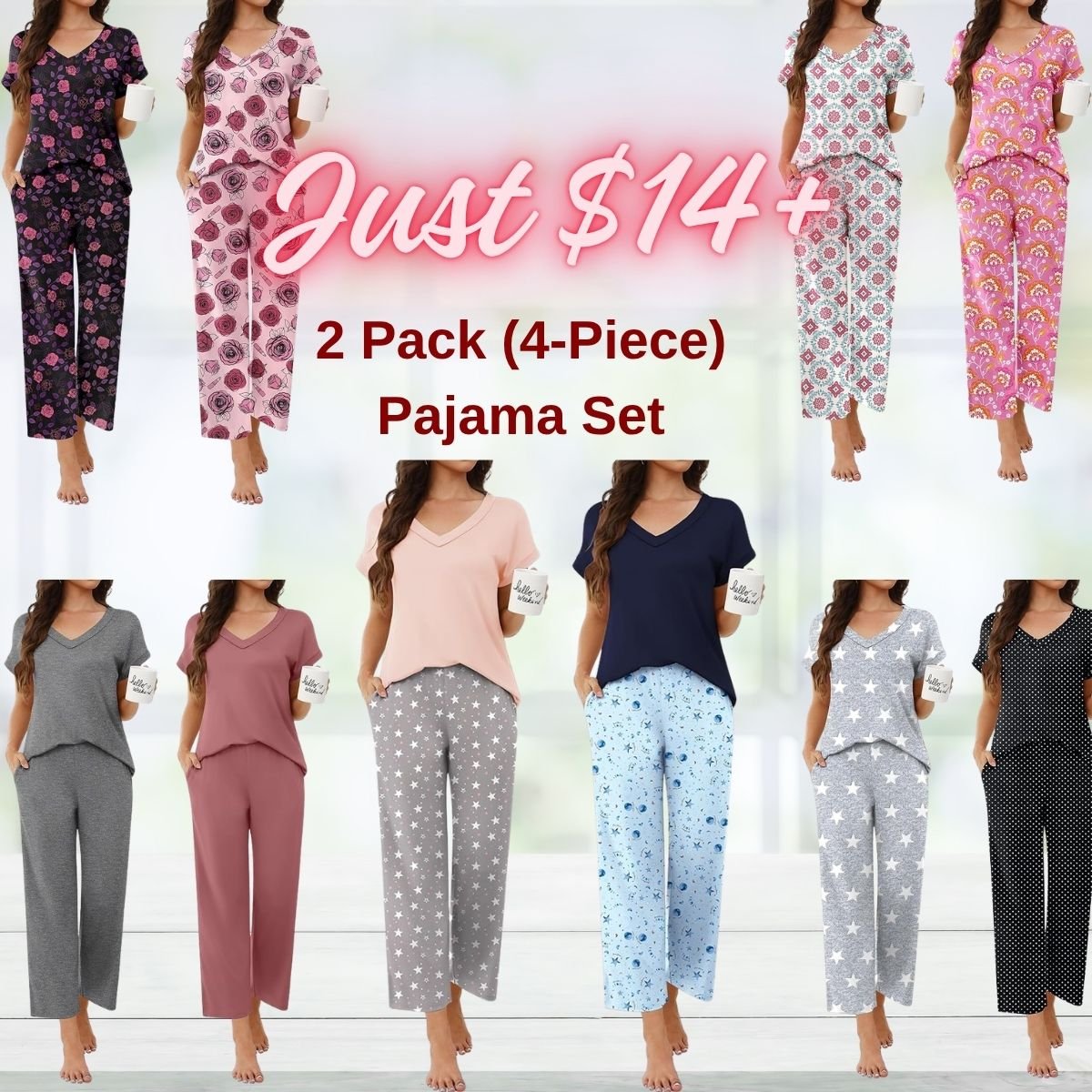 2 Pack (4-Piece) Pajama Sets