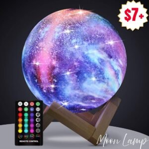 Rechargeable 16 Colors Moon Light with Wood Stand