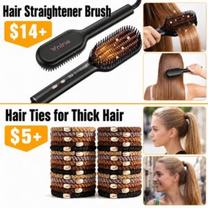 Hair Straightener Brush | 30 Pcs Braided Hair Ties