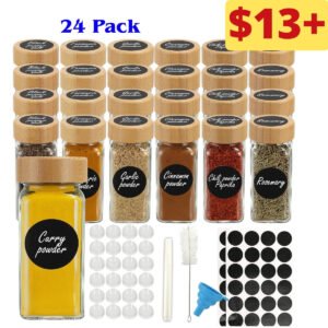 24Pcs Glass Spice Jars