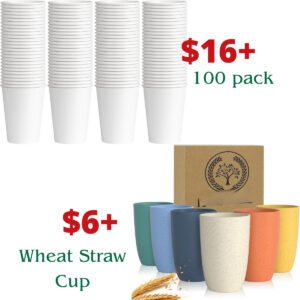 Wheat Straw Cup | 100 Pack Disposable Cup