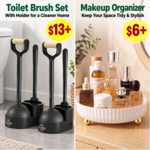 360 Rotating Makeup Organizer | Toilet Brush and Plunger Set