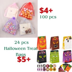24 PCS Halloween Treat Bags | 100 Pcs Organza Bags