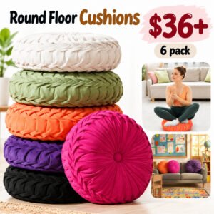 6 Pcs 15" Round Velvet Floor Cushions