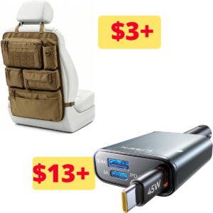 Car Seat Back Organizer | Car Charger