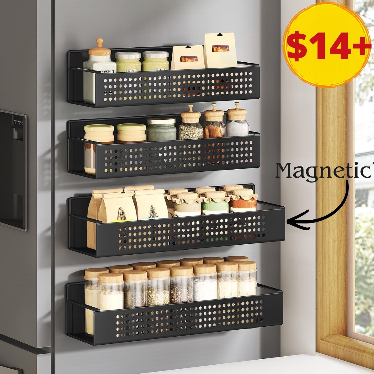 4 Pack Magnetic Spice Rack