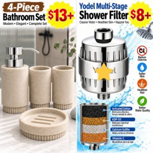 Bathroom Accessory Set 4 Pieces  |  Shower Filter