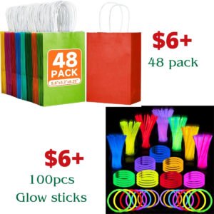 48Pcs Small Paper Gift Bags | 100pcs Glow sticks
