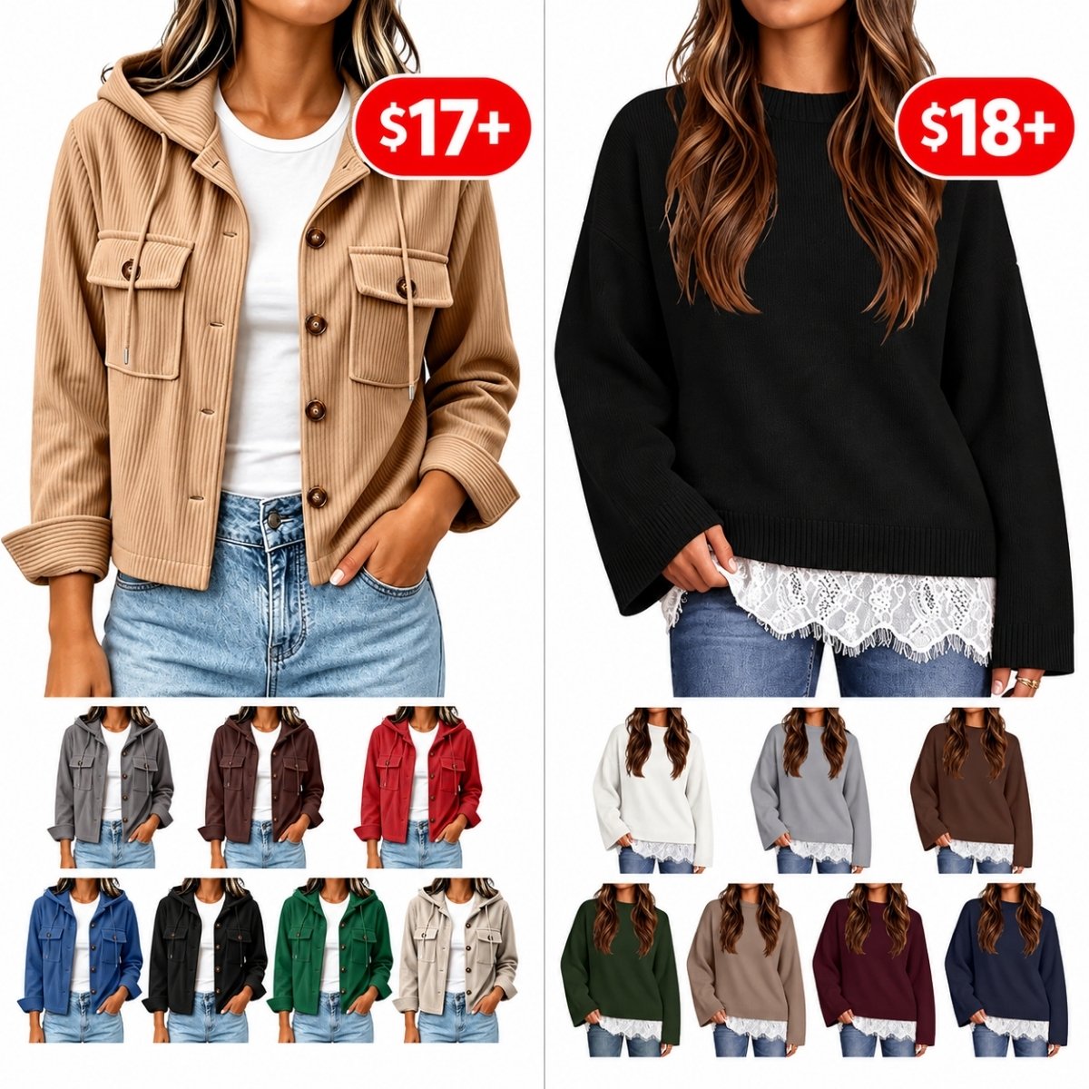 Corduroy Jacket Hoodie | Knit Sweater