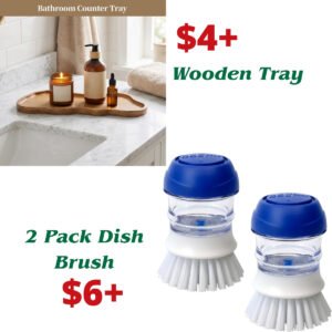 Wooden Tray |2 Pack Dish Brush