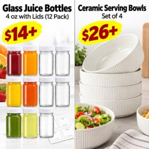 15 Pack 2 oz Glass Shot Bottles  |   Pasta Bowls Set of 4