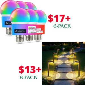 Smart Light Bulb (6 Pack) | Solar Pathway Lights (8 Pack)