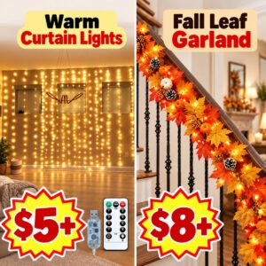 6FT Fall Garland with Light  |  Fairy Curtain Lights