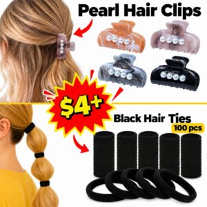 100 Pcs Hair Ties  | 4 Pcs Hair Claw Clips