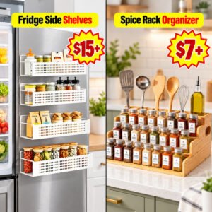 Wooden Spice Rack | 4 Pack Magnetic Spice Rack