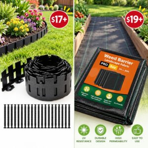 Garden Edging 33FT |  Fabric Weed Barrier 50ft