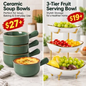4 pcs Soup Bowls | 3-Tier Ceramic Fruit Bowl