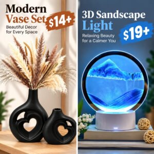 Ceramic Vase Set of 2 | Moving Sand Art Lamp