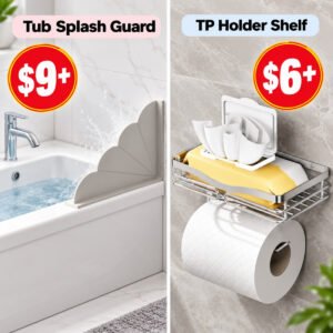 Toilet Paper Holder |  Splash Guard for Bathtub