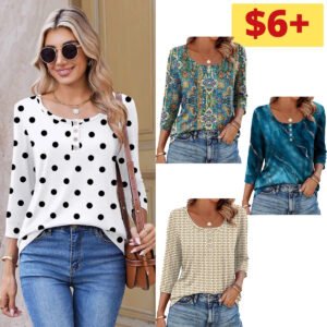 3/4 Length Sleeve Women Tops