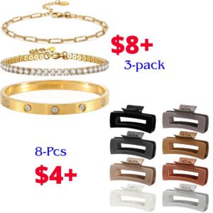 Hair Clips | Gold Plated Bracelet Set