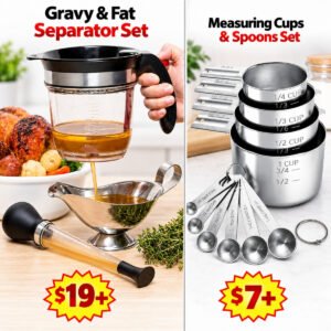Fat Separator with Bottom Release | Measuring Cups & Spoons Set