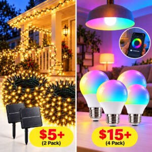 2 Pack Solar String Lights | Smart Light Bulbs