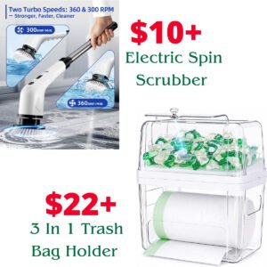 Electric Spin Scrubber |  3-In-1 Trash Bag Holder
