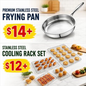 Tri-Ply Frying Pan | 4 pcs Baking Rack for Oven
