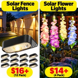 Solar Lights Outdoor Garden Decor | Fence Lights Solar Powered