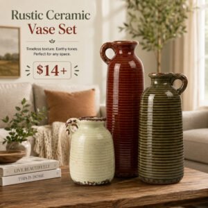 Glazed Ceramic Vase Set (3 Pieces)