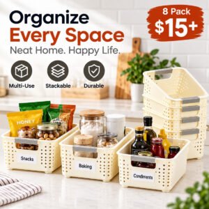 8 Pack Plastic Storage Baskets