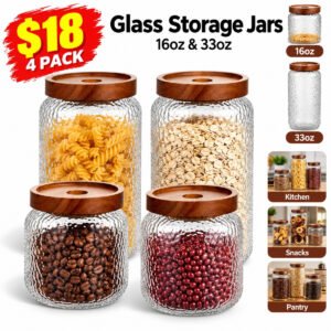 4 Pack  Vintage Glass Jars with Lid