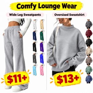 Mock Neck Sweatshirt | Wide Leg Sweatpants