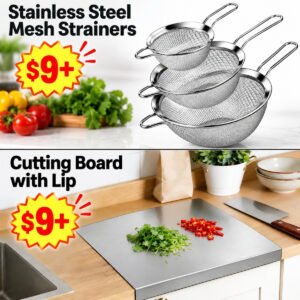 Stainless Steel Mesh Strainers | Cutting Board with Lip