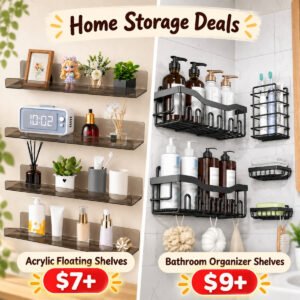4 Pack Acrylic Shelves | Adhesive Shower Caddy