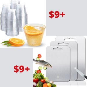 Titanium Cutting Board | 50 Pack Plastic Cups