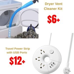 Dryer Vent Cleaner Kit, Travel Power Strip with USB Ports