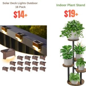 Solar Deck Lights Outdoor 16 Pack, 5-Tiered Indoor Plant Stand
