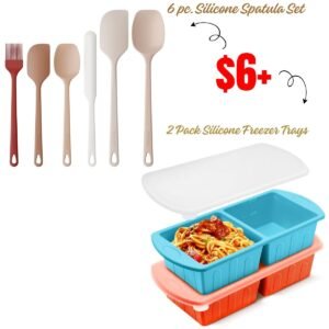 6 pc. Silicone Spatula Set | 2 Pack Silicone Freezer Trays