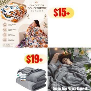 Cotton Boho Throw Blanket | Queen Size Fleece Blanket