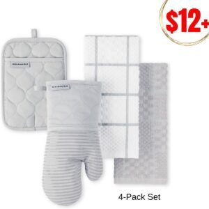 4-Pack Quilted Cotton Pot Holder & Kitchen Towel Set